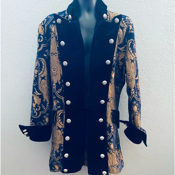 Shrine Hollywood Brocade Velvet Victorian Steampunk Goth Coat